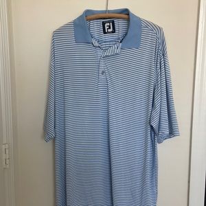 Foot Joy Large Blue and White Stripped Polo